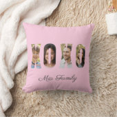 カスタム ファミリー フォト XOXO ピンク バレンタインデー クッション (ブランケット)
