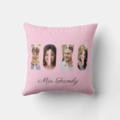 カスタム ファミリー フォト XOXO ピンク バレンタインデー クッション (裏面)
