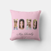 カスタム ファミリー フォト XOXO ピンク バレンタインデー クッション (正面)