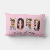 カスタム ファミリー フォト XOXO ピンク バレンタインデー ランバークッション (裏面)