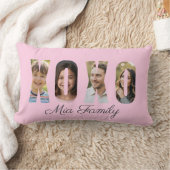 カスタム ファミリー フォト XOXO ピンク バレンタインデー ランバークッション (ブランケット)