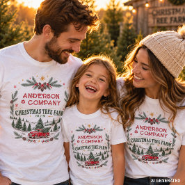 カスタム ファミリー マッチング クリスマスツリーファーム名 Tシャツ