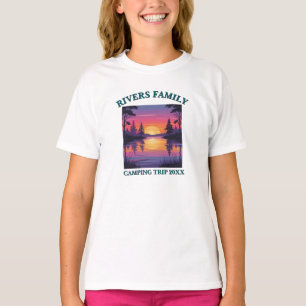 カスタム ファミリー リユニオン 湖キャンプ Tシャツ