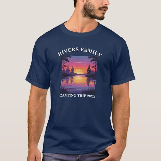 カスタム ファミリー リユニオン 湖キャンプ Tシャツ (正面)