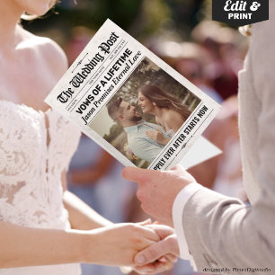 カスタム ファン ヴォウズ ウェディング新聞 結婚式の誓い カード