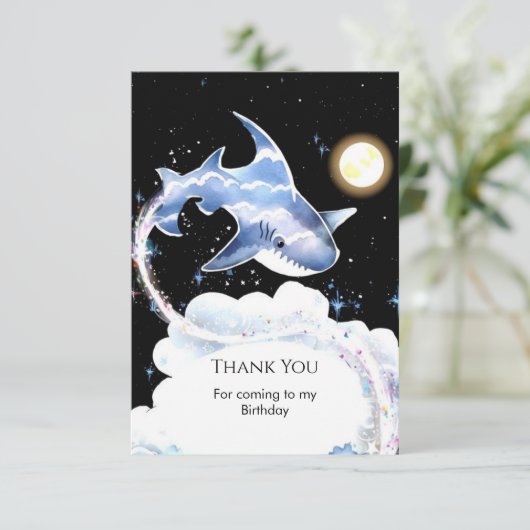 カスタム ファン 水中 サメの誕生日 サンキューカード (スタンド正面)