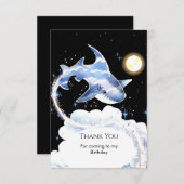 カスタム ファン 水中 サメの誕生日 サンキューカード (正面/裏面)