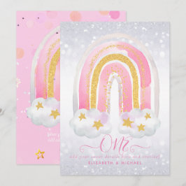 カスタム ファーストバースデー ガーリー ピンク ゴールド グリッター レインボー