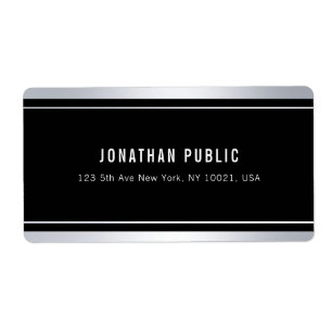 カスタム フェイク シルバー ブラック モダン エレガント 発送 ラベル