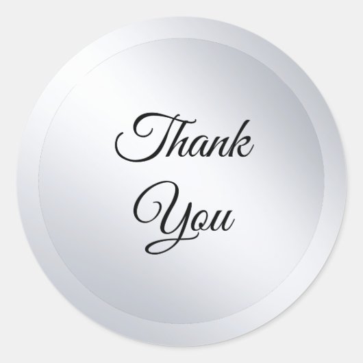 カスタム フェイク シルバー モダン テンプレート お好きなテキストを入力 ラウンドシール (正面)