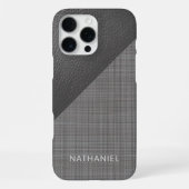 カスタム フェイク レザー グレー iPhoneケース (裏面)