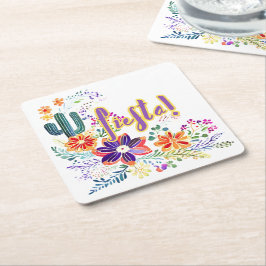 カスタム フェスタ サボテン フォークアート フラワーズ スクエアペーパーコースター
