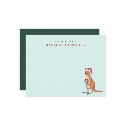 カスタム フェスティブ キリン クリスマス サンタ帽 ノートカード (正面/裏面インサイチュ)