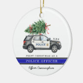 カスタム フェスティブ 警官 初めてのクリスマス セラミックオーナメント (左)