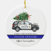 カスタム フェスティブ 警官 初めてのクリスマス セラミックオーナメント (裏面)
