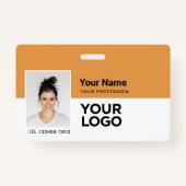 カスタム |フォトバーまたはQRコードロゴ名 バッジ (正面)