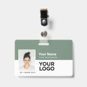 カスタム |フォトバーまたはQRコードロゴ名 バッジ (正面 (クリップ付))