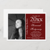 カスタム・フォト卒業発表マルーン 招待状 (正面/裏面)