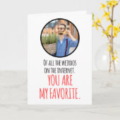 カスタム フォト インターネット お気に入りの変人 デート 面白い カード (黄色い花)