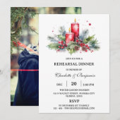 カスタム フォト ウィンター クリスマス リハーサル ディナー 招待状 (正面/裏面)