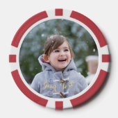 カスタム フォト クリスマス レッド ゴールド ゴルファー ゴルフ ポーカーチップ (正面)