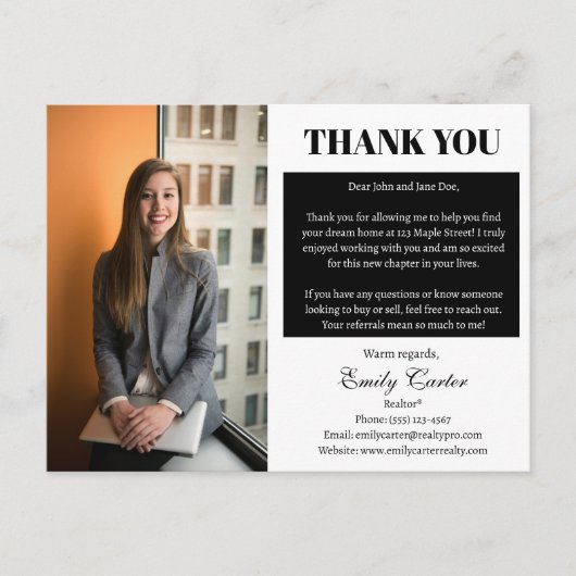 カスタム フォト リアルエステート サンクス ポストカード (正面)