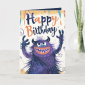 カスタム フォト 名前 年齢 | かわいいモンスター イラスト カード (正面)