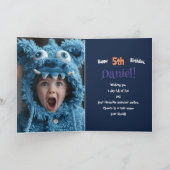 カスタム フォト 名前 年齢 | かわいいモンスター イラスト カード (内部)