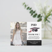 カスタム フォト PhD 卒業パーティー サンクス ポストカード (スタンド正面)