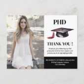 カスタム フォト PhD 卒業パーティー サンクス ポストカード (正面)