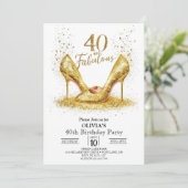 カスタム フォーティー デジタル ゴールド 40歳の誕生日 招待状 (スタンド正面)