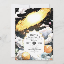 カスタム フォーリング スターズ 宇宙 誕生日 招待状