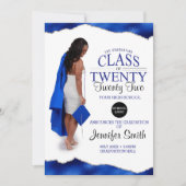 カスタム フルボディ フォト ブルー 卒業式招待状 招待状 (正面)