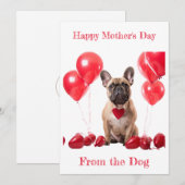 カスタム フレンチブルドッグ レッド ハート カラー マザーズ デ シーズンカード (正面/裏面)