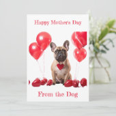 カスタム フレンチブルドッグ レッド ハート カラー マザーズ デ シーズンカード (スタンド正面)