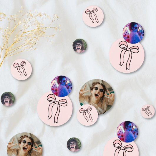 カスタム ブッシュ ピンク ボウ  ブライダル シャワー フォト コンフェッティ