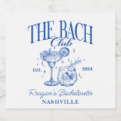 カスタム ブライズメイド レトロ コックテイル ブルー スパークリングワインラベル (シングルラベル)