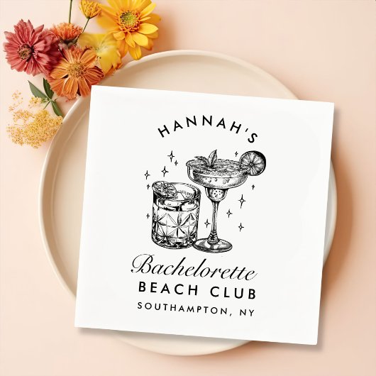 カスタム ブライズメイド レトロ コックテール ブラック スタンダードカクテルナプキン