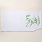 カスタム ブライズメイド レトロ コンセプト グリーン ビーチタオル (正面)