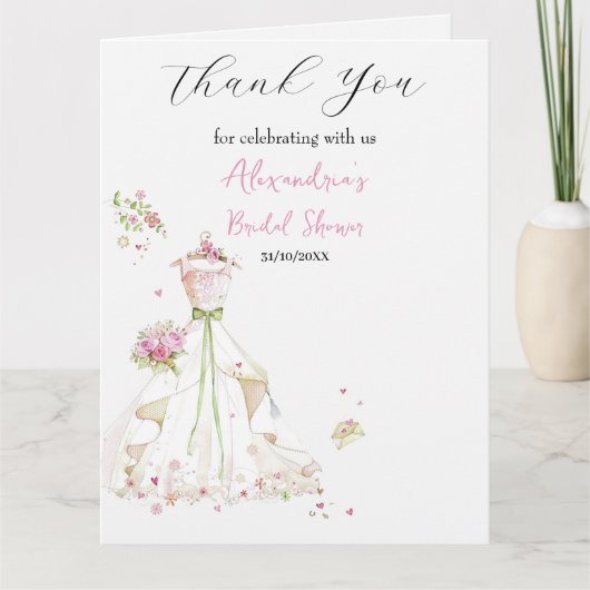 カスタム ブライダルシャワー ドレス ありがとう サンキューカード (正面)