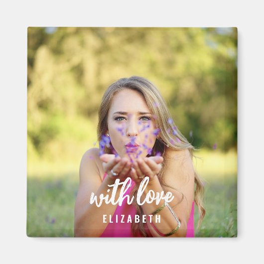 カスタム ブライダルシャワー フォト シンプル モダン ボールド テキスト マグネット (正面)