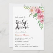 カスタム ブライダル シャワー フローラル ウォーターカラー グリーン 招待状 (正面)