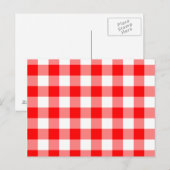 カスタム ブライト レッド ギンガム ポストカード (正面/裏面)