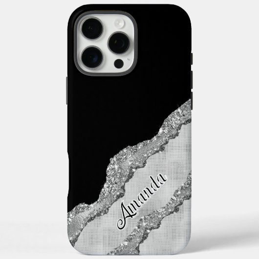 カスタム ブラック + グレー ギラギラ Case-Mate iPhoneケース (裏面)