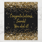 カスタム ブラック ゴールド 卒業パーティー 卒業生 ギフト ワインラベル (シングルラベル)