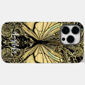 カスタム ブラック&ゴールド 蝶 名前 Case-Mate iPhoneケース (裏面 (横))