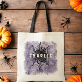 カスタム ブラック スパイダー トリック オア トリート ハロウィン キャンディ トートバッグ
