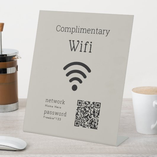 カスタム ブラック&タン 無料WiFiコード 台座サイン (インサイチュ)