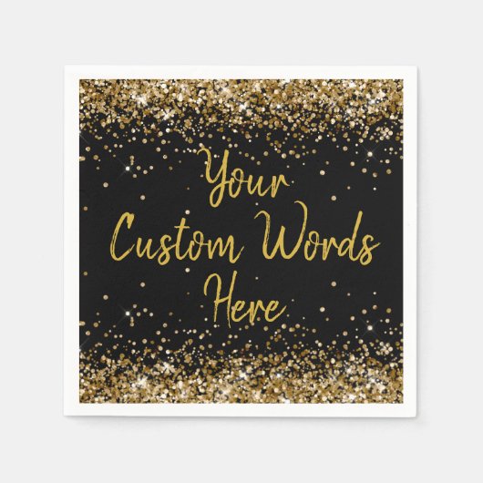 カスタム ブラック バースデー パーティー 誕生日 卒業 記念日 スタンダードカクテルナプキン (正面)