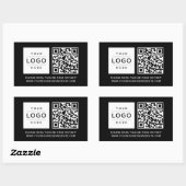 カスタム ブラック ビジネス ロゴ QR コード 長方形シール (シート)